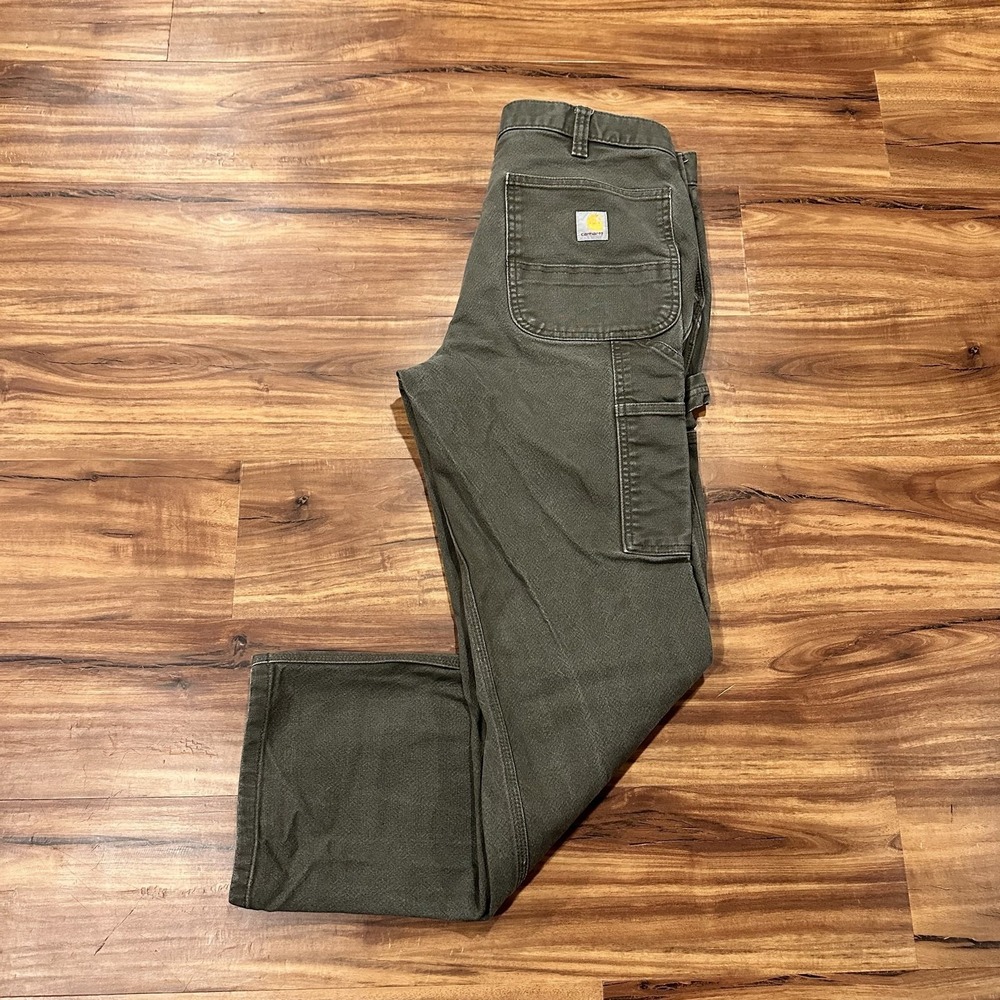 Carhartt Pants Mens 34x30 Green Relaxed Fit Carpenter Straight Leg BN3279-M